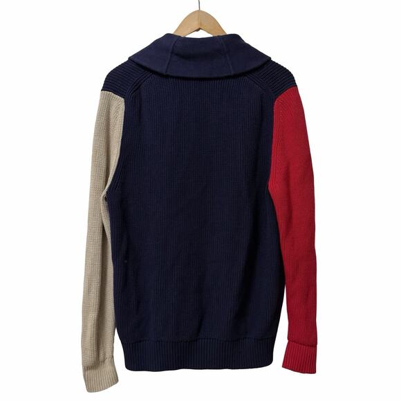 Brooks Brothers Mens Colorblock Shawl Button Front Cardigan Size M Navy Classic - Picture 2 of 8